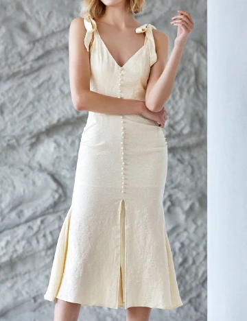 Rochie medie MOTF, crem Crem