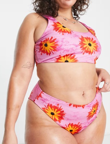 
						Chilot de  baie Collusion Plus Size, roz/mov