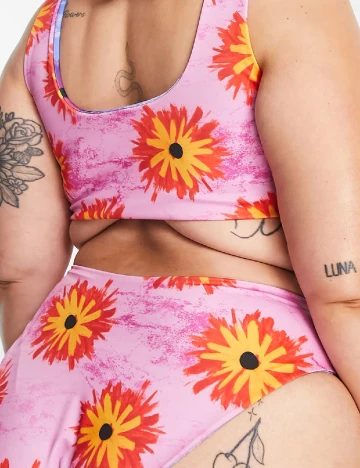 Chilot de  baie Collusion Plus Size, roz/mov Roz