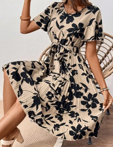 Rochie medie SHEIN, crem/negru