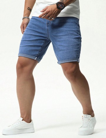 
						Pantaloni scurti SHEIN Plus Size Men, albastru