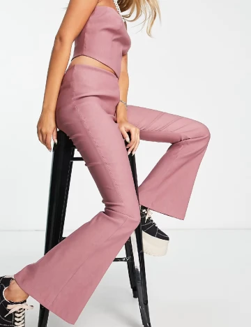 Pantaloni COLLUSION, roz pudra