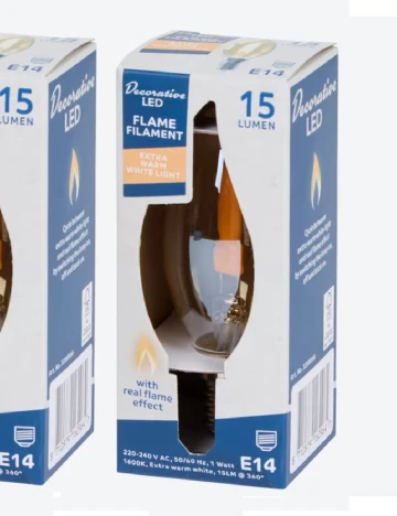 Bec tip lumanare cu soclu E14 Eurodomest, galben