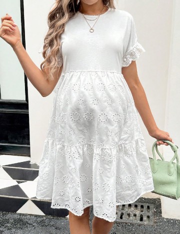 Rochie scurta SHEIN Maternity, alb