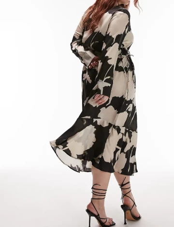 Rochie medie Top Shop Plus Size, negru/crem