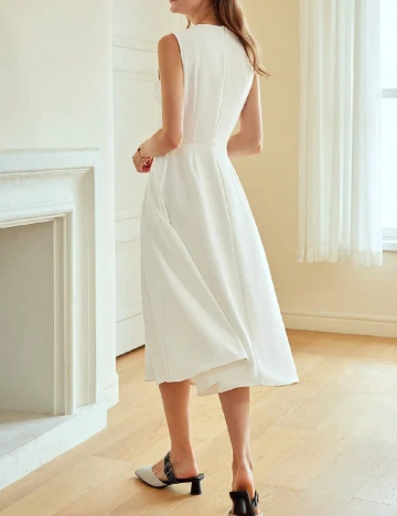 Rochie medie MOTF, alb Alb