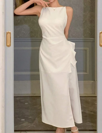 Rochie lunga Dazy, alb Alb
