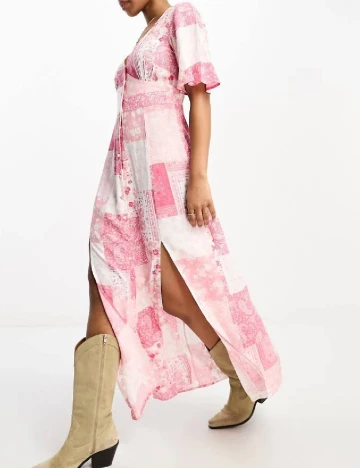 Rochie lunga Miss Selfridge, roz Roz