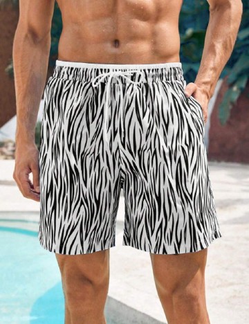 
						Short de baie SHEIN, alb/negru