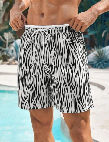 Short de baie SHEIN, alb/negru Negru