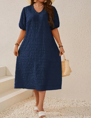Rochie medie Emery Rose Curve, bleumarin Albastru