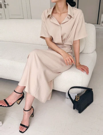 Rochie lunga Dazy, crem Crem