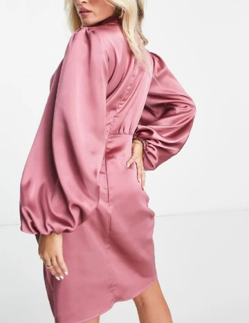Rochie scurta Flounce London, roz Roz