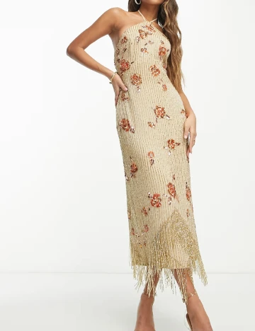 Rochie medie ASOS, bej Crem