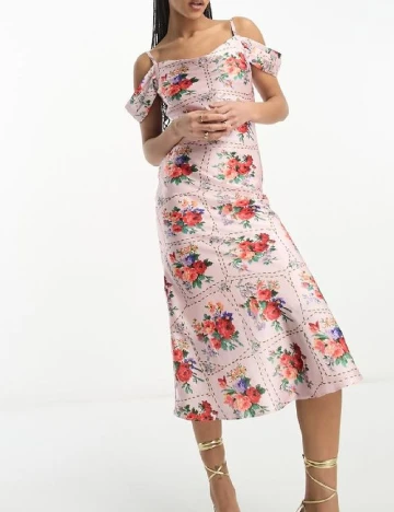 Rochie medie Hope & Ivy, roz Roz