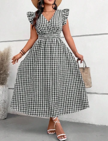 Rochie lunga SHEIN CURVE, alb/negru Negru