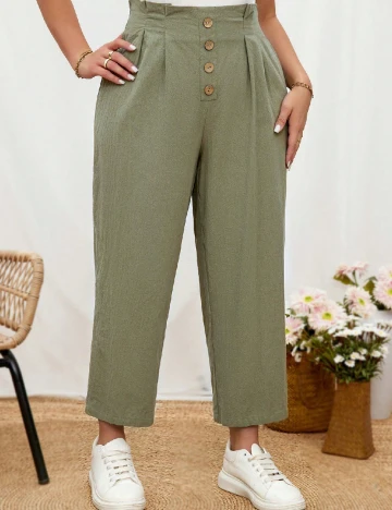 Pantaloni SHEIN CURVE, verde Verde