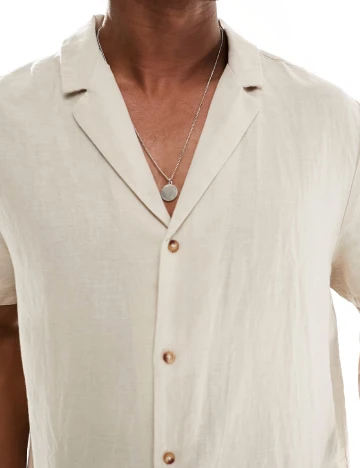 Camasa Asos Plus Size Men, bej Crem