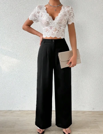 Compleu SHEIN, negru/alb Negru