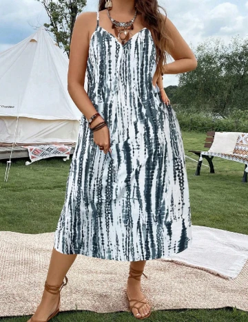 Rochie medie SHEIN CURVE, alb/gri Alb