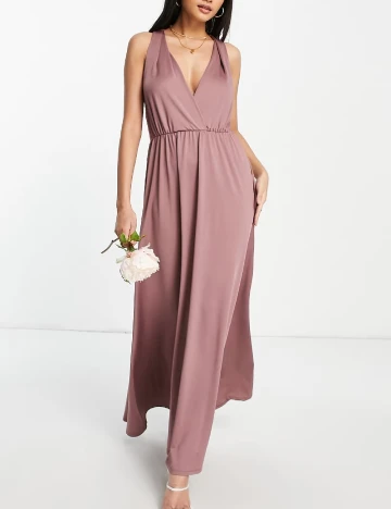 Rochie lunga Vila, roz pudra inchis Roz