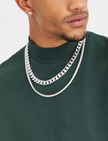 Colier ASOS, argintiu Gri