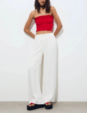 Pantaloni Pull&Bear, alb Alb