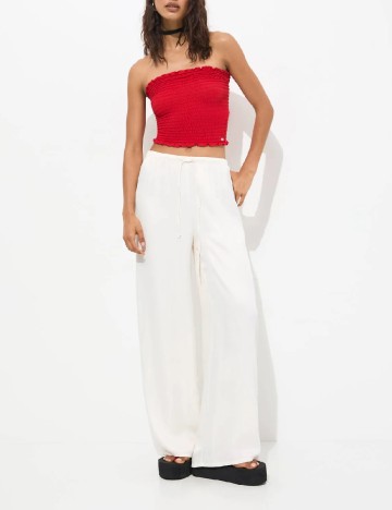 Pantaloni Pull&Bear, alb