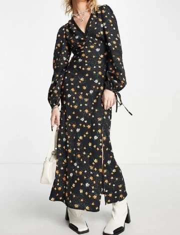Rochie lunga Violet Romance, floral print Floral print