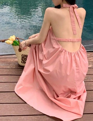 Rochie lunga Dazy, roz