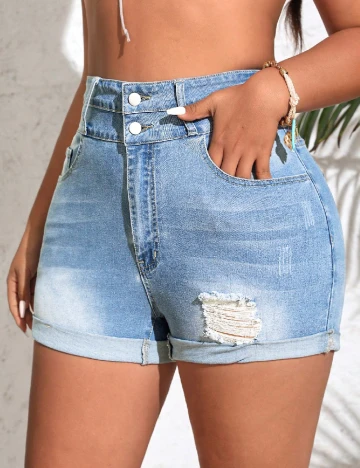 Pantaloni scurti SHEIN CURVE, albastru