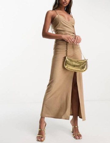 
						Rochie lunga AX Paris, maro