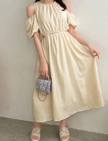 Rochie lunga Friful, galben deschis Galben