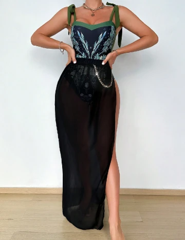 Costum de baie SHEIN, verde/negru Verde