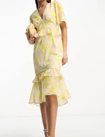 Rochie medie Hope & Ivy, galben Galben