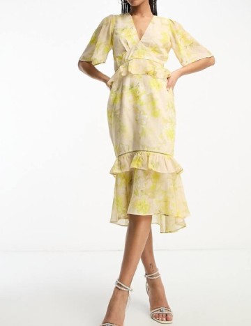 Rochie medie Hope & Ivy, galben