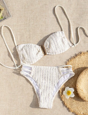 
						Costum de baie SHEIN, ecru