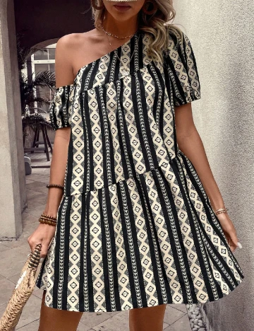 Rochie scurta SHEIN, crem/negru
