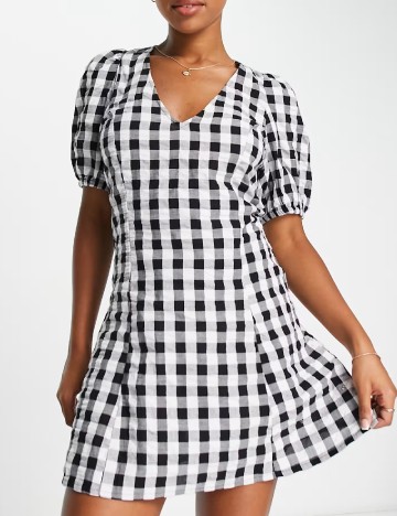 
						Rochie scurta Monki, alb/negru