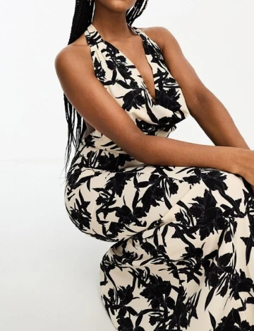 Rochie lunga IN THE STYLE, crem/negru Negru
