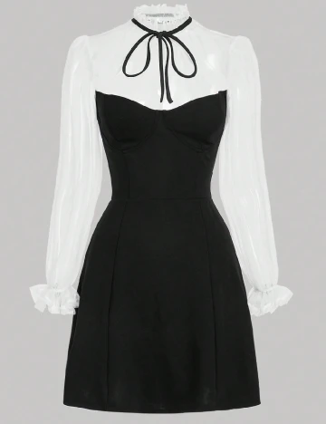 Rochie scurta SHEIN, negru/alb