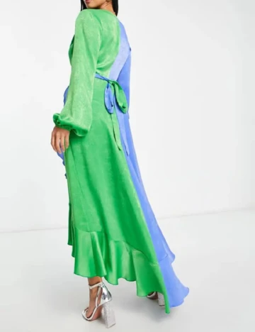 Rochie lunga Flounce London, albastru/verde Albastru