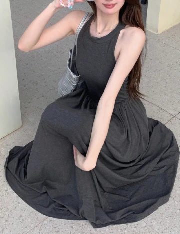 Rochie lunga Dazy, gri Gri