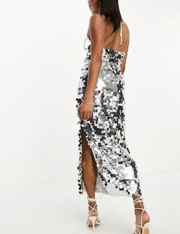 Rochie medie Collective The Label, argintiu