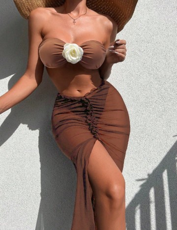 
						Costum de baie SHEIN, maro