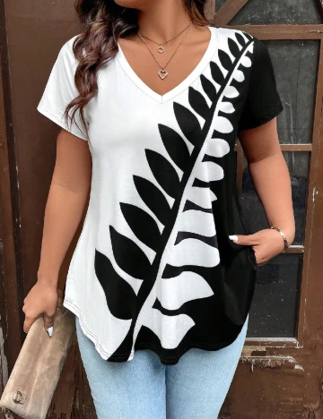 Bluza SHEIN CURVE, alb/negru