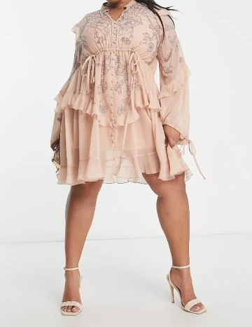 Rochie scurta ASOS Curve, nude