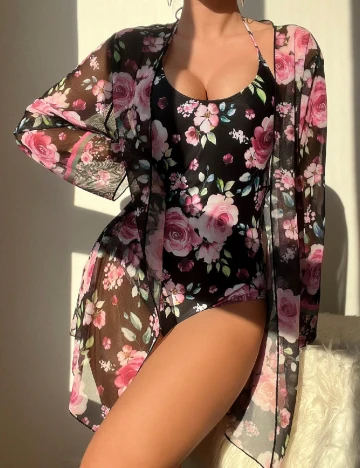 Compleu De Plaja SHEIN, floral print Floral print