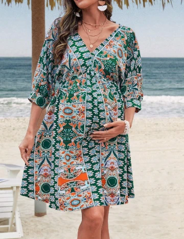 Rochie scurta SHEIN Maternity, verde Verde