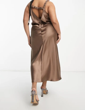 Rochie lunga ASOS Curve, maro/gri